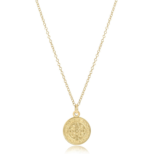 16" Gold Necklace Blessing Gold Disc