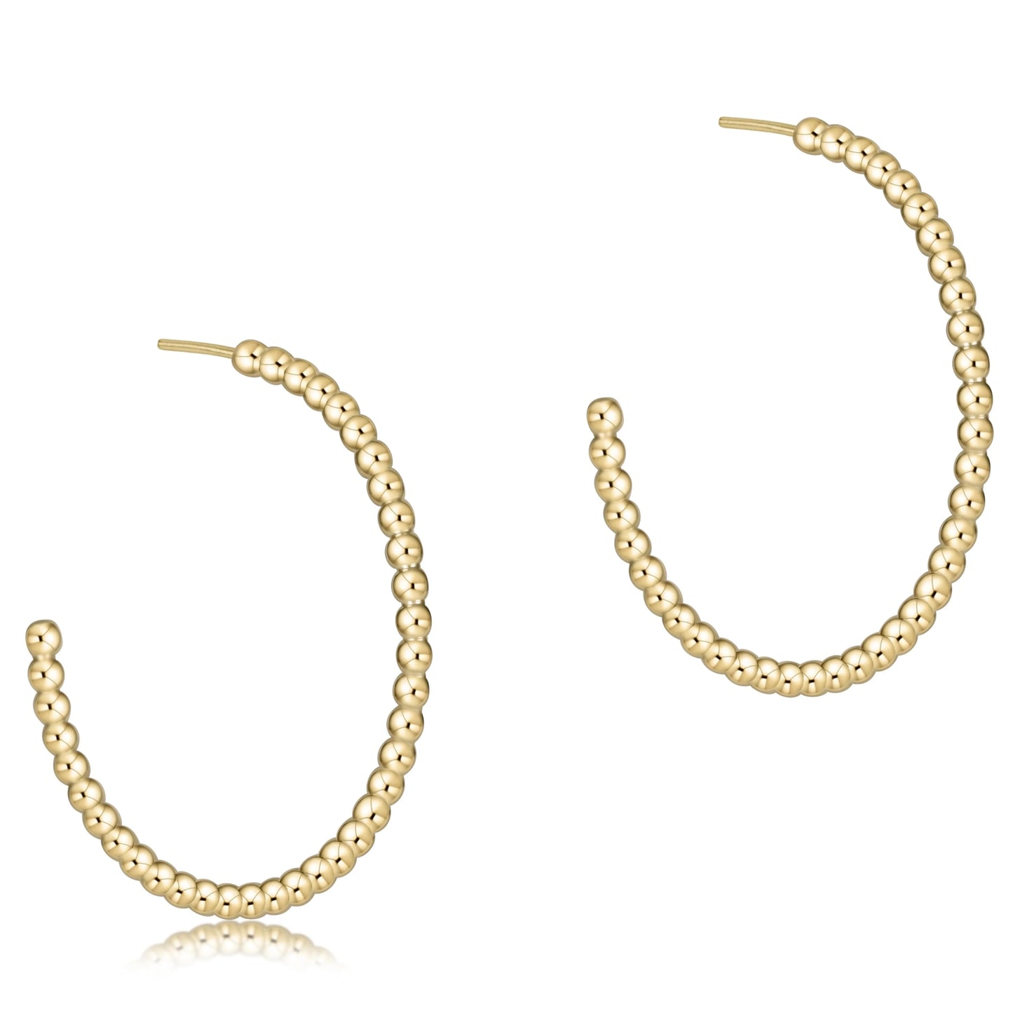 Beaded Classic 1.25" Post Hoop Earring 2mm Gold