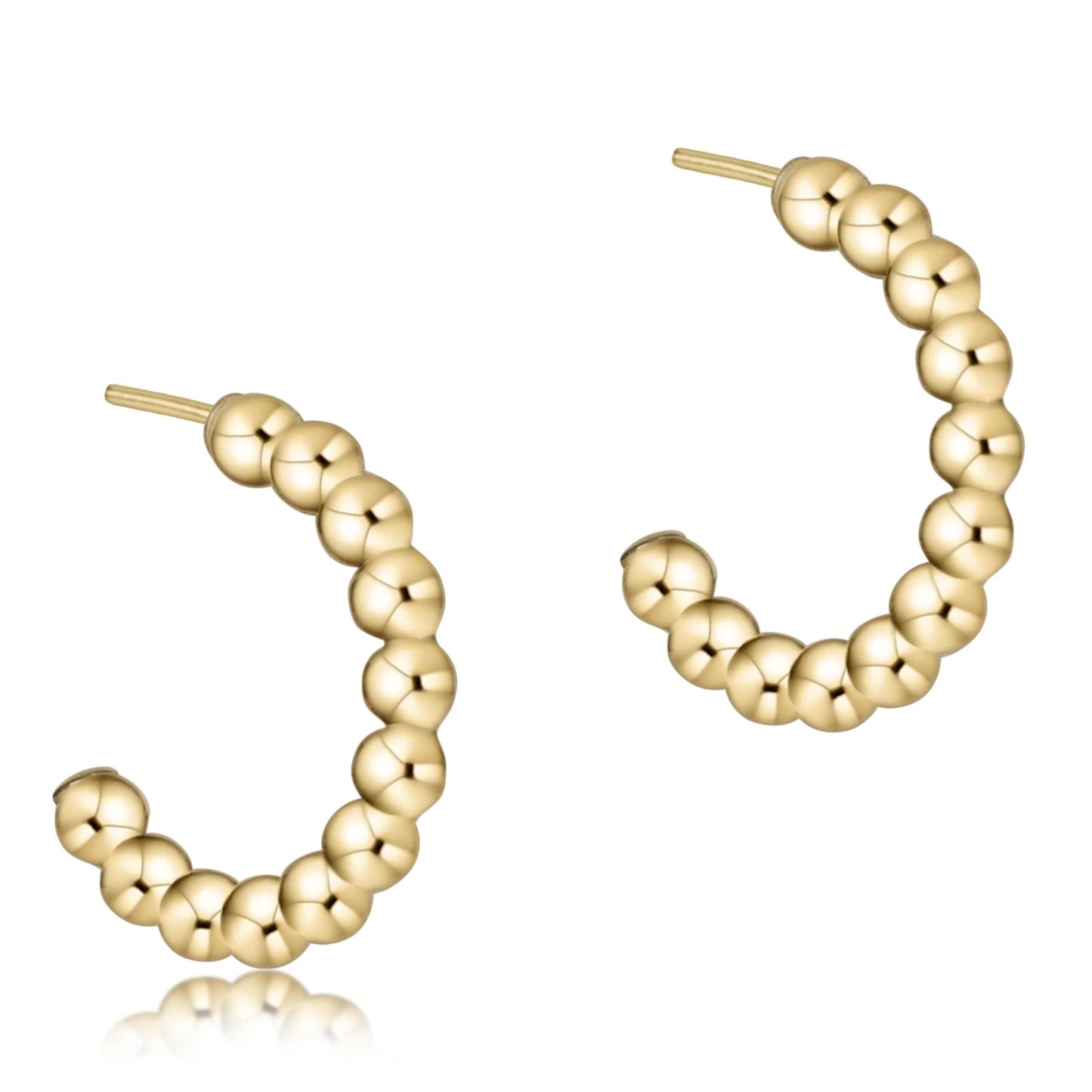 Beaded Classic 1" Post Hoop Earring 3mm Gold