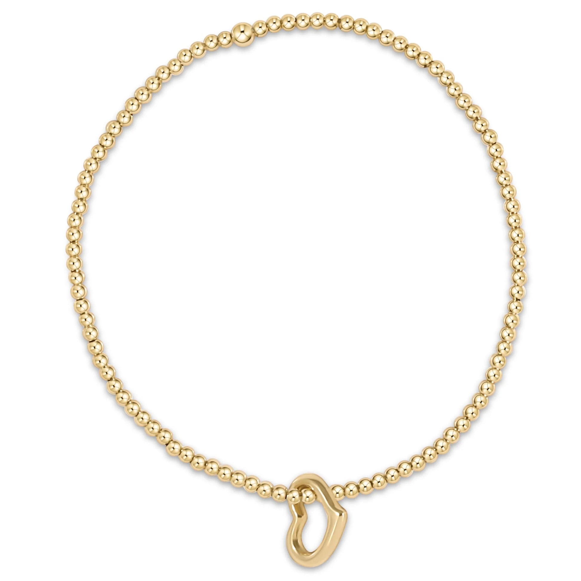 Classic Gold 2.5mm Bead Bracelet Love Gold Charm - Beau Outfitters