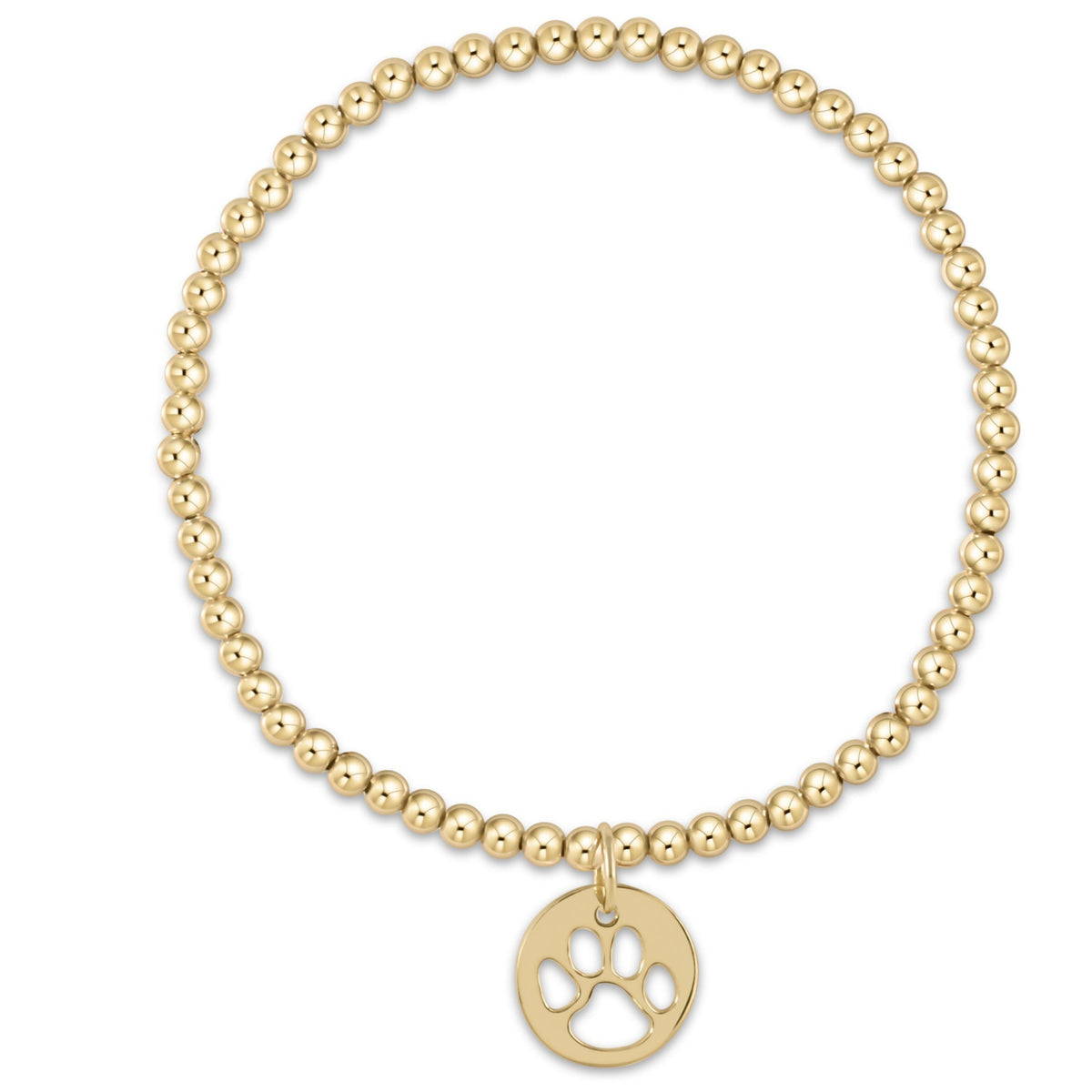 Classic Gold 3mm Bracelet Paw Print Gold Disc