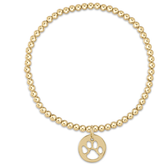 Classic Gold 3mm Bracelet Paw Print Gold Disc