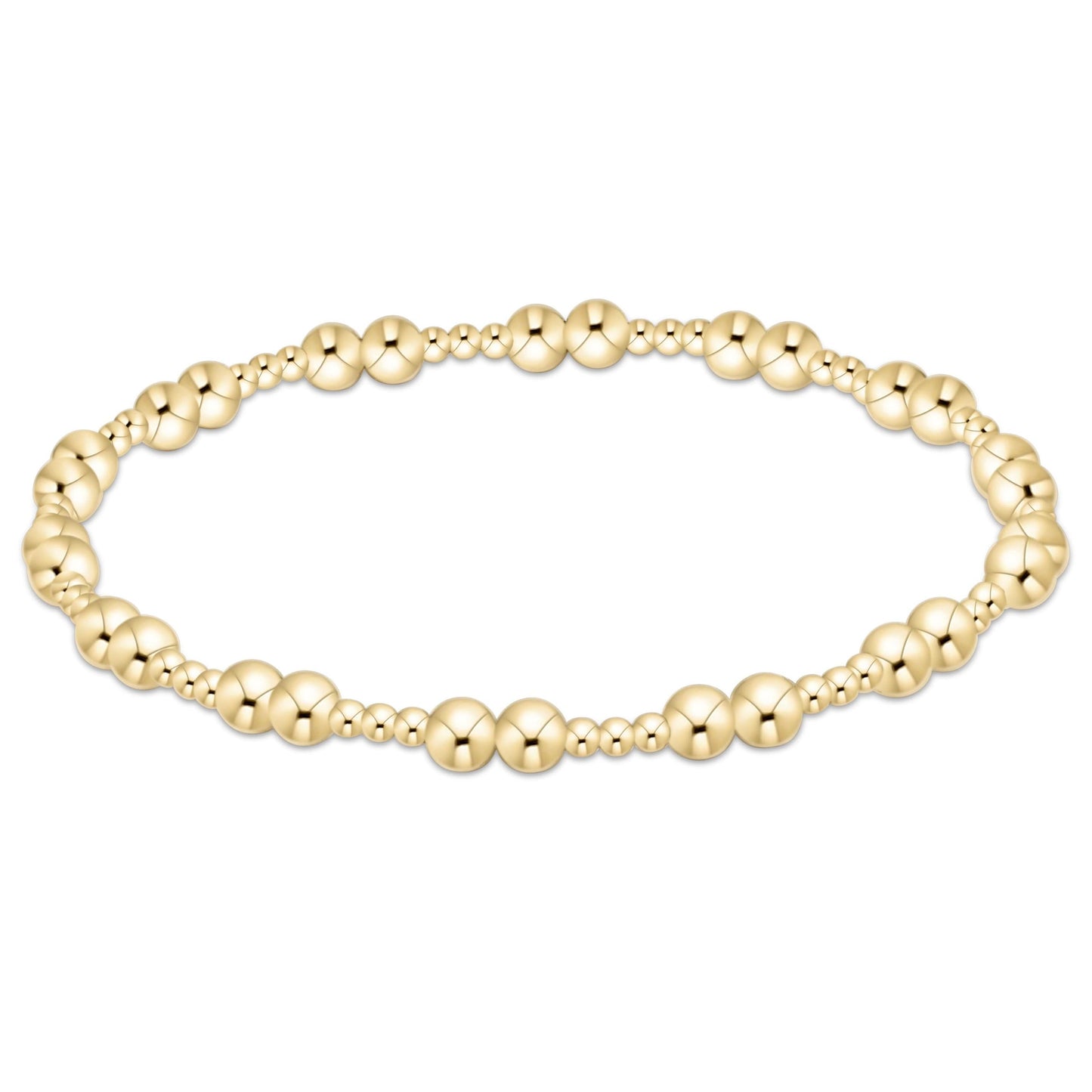 Gold beaded stretch bracelet with mixed 2mm and 4mm gold-filled round beads