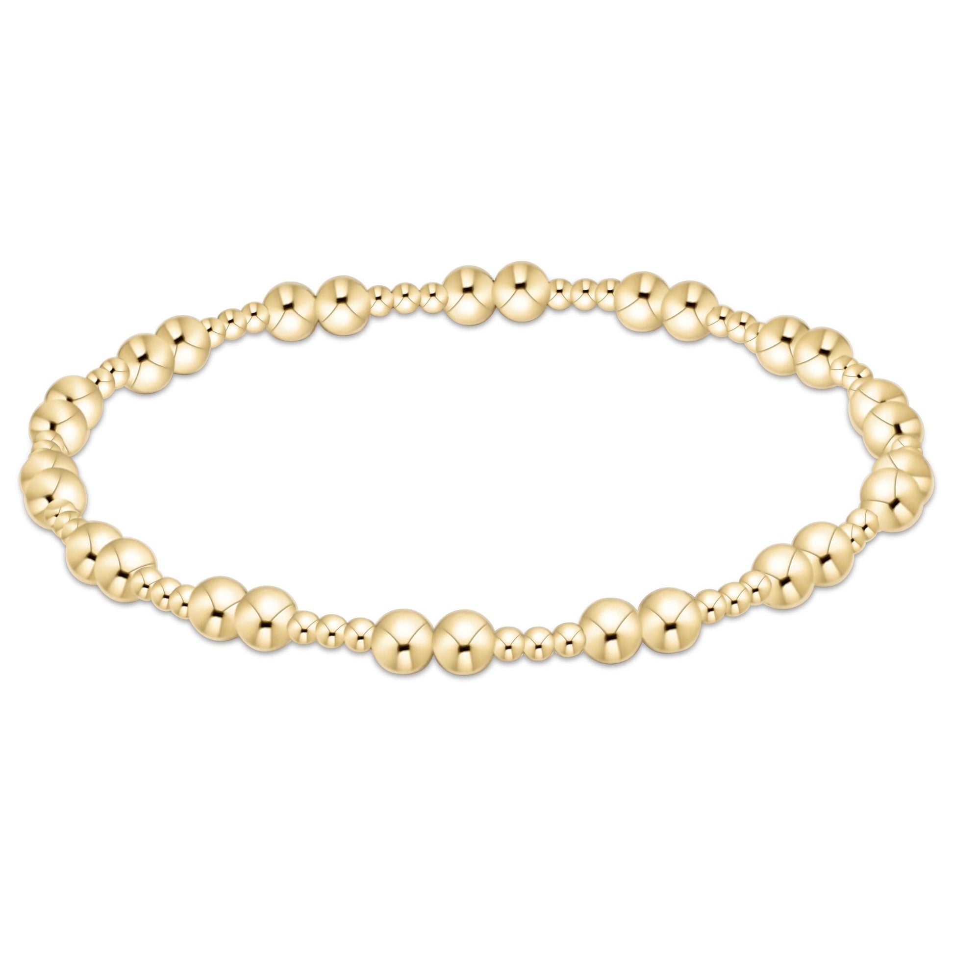 Gold beaded stretch bracelet with mixed 2mm and 4mm gold-filled round beads