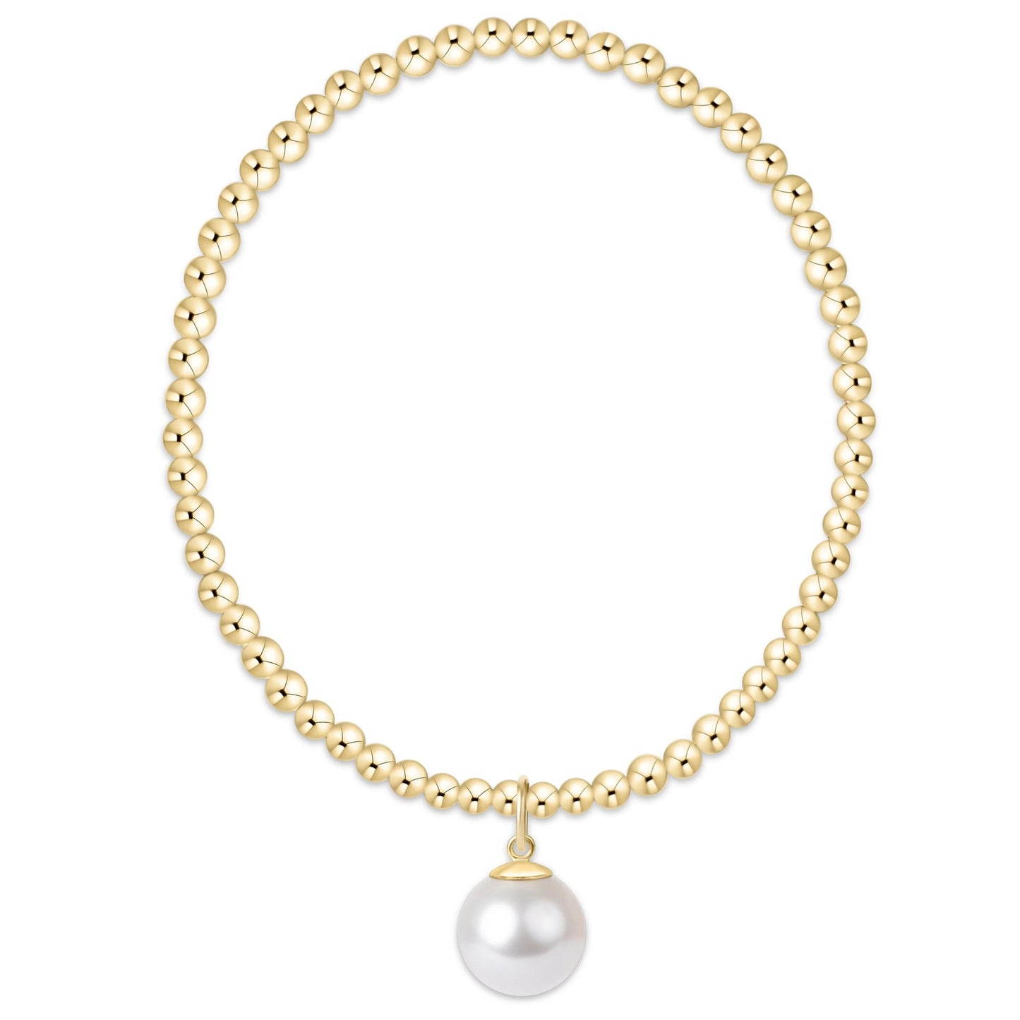 Classic Gold 3mm Bracelet Classic Pearl 10mm Charm