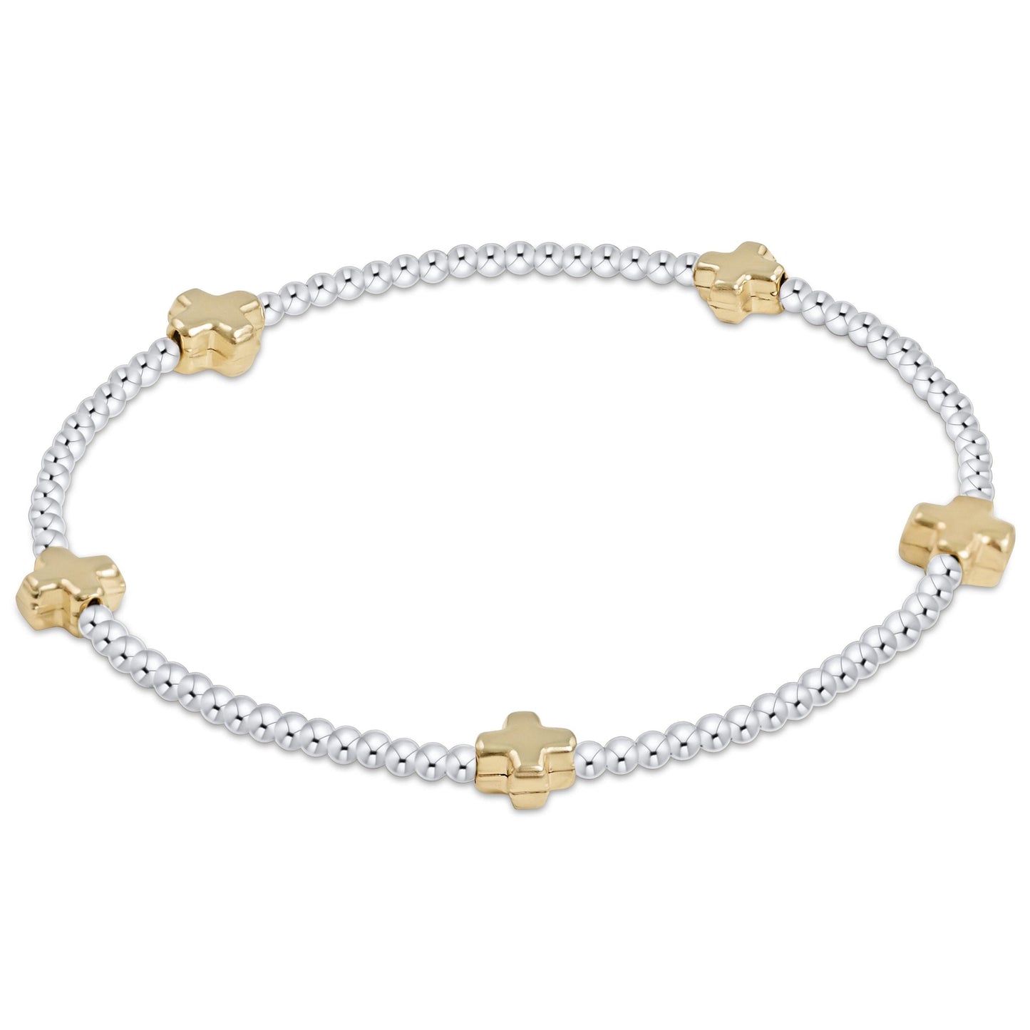 Signature Cross Small 2mm Mixed Metal Bracelet Gold