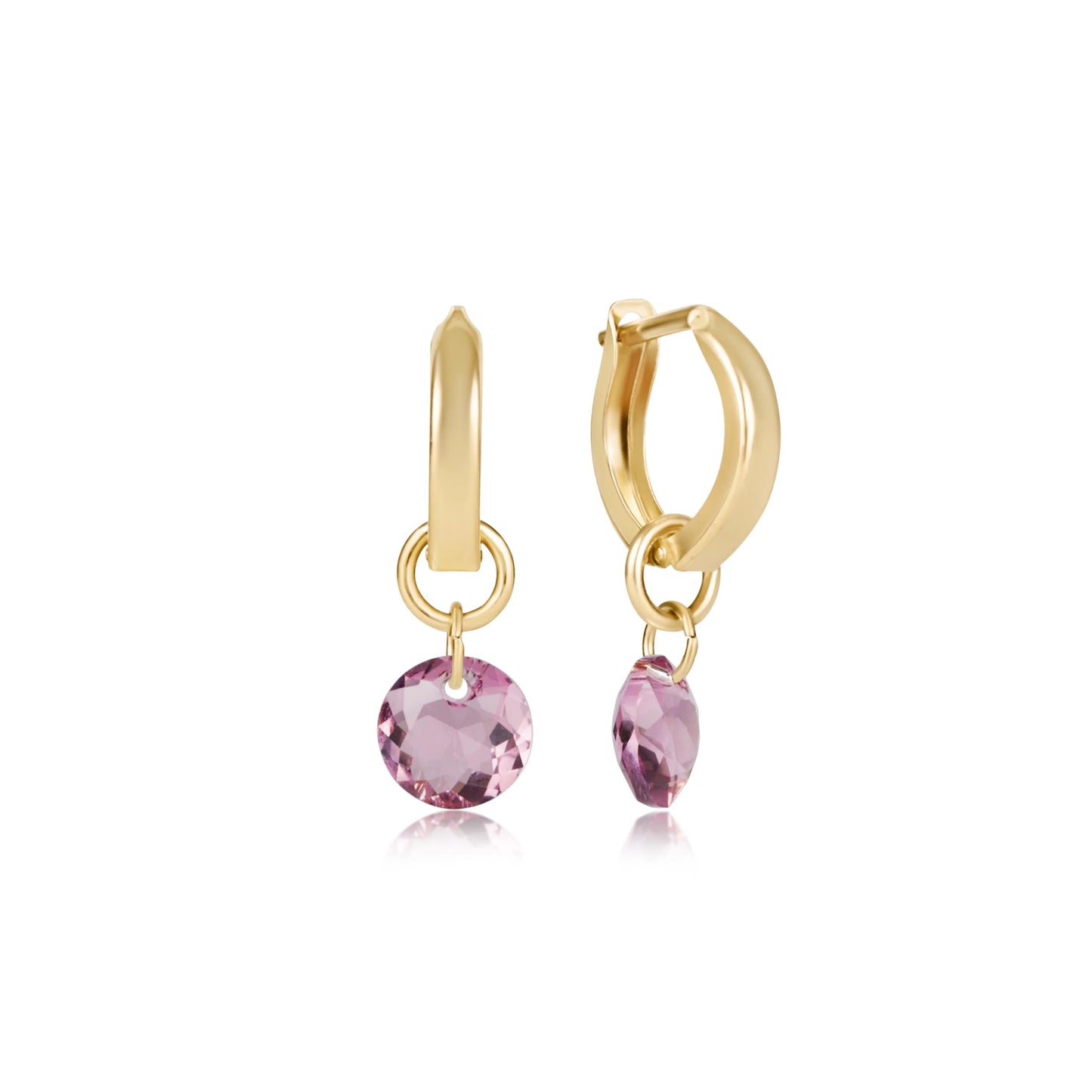 Huggie Gold 0.5" Hoop Earring Reflection Small Charm