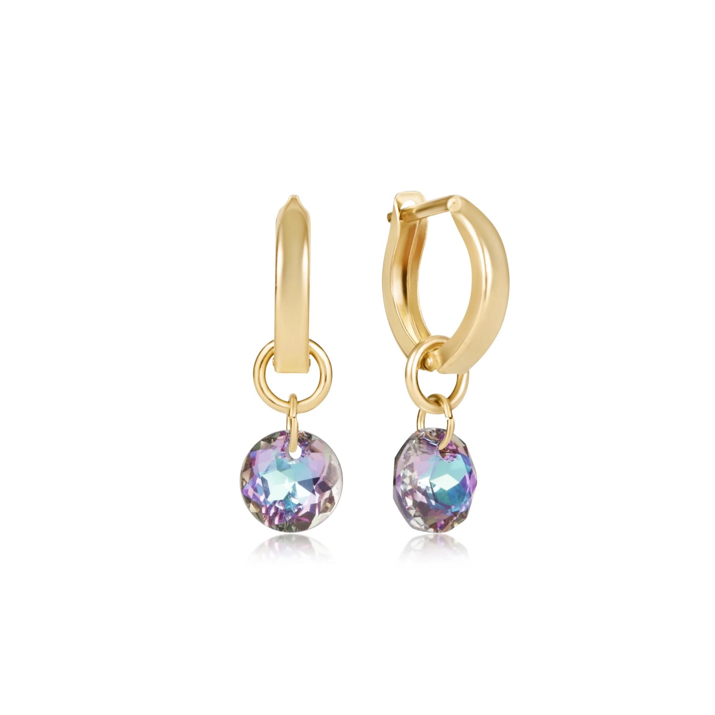Huggie Gold 0.5" Hoop Earring Reflection Small Charm