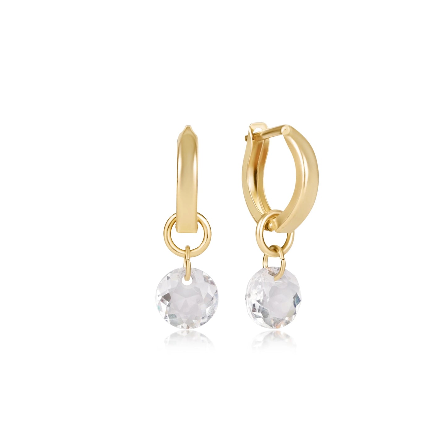 Huggie Gold 0.5" Hoop Earring Reflection Small Charm