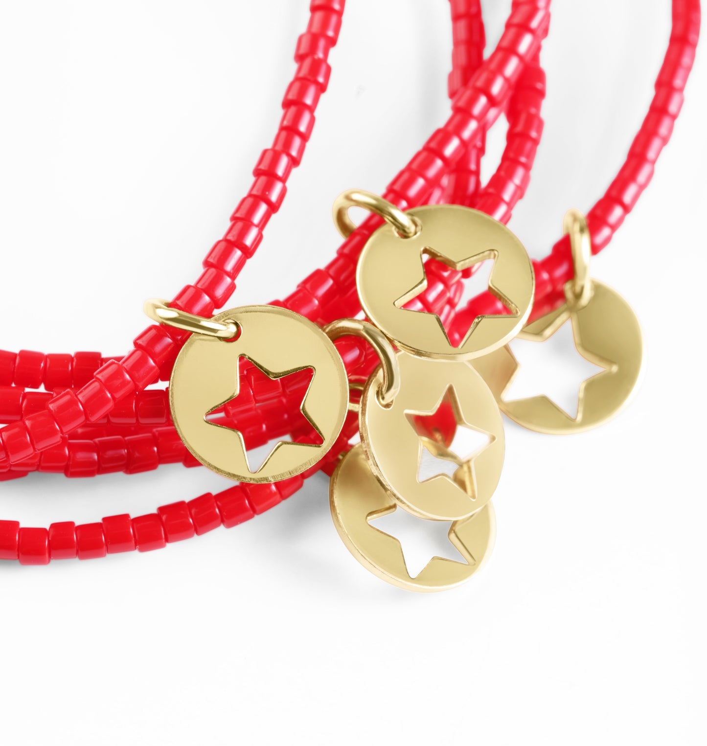 A250 Hope Classic Bracelet Bright Red Star Small Gold Disc