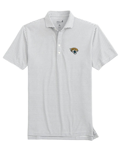 Jacksonville Jaguars gray and white striped mesh polo shirt with embroidered logo