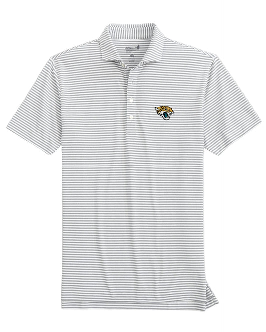 Jacksonville Jaguars gray and white striped mesh polo shirt with embroidered logo
