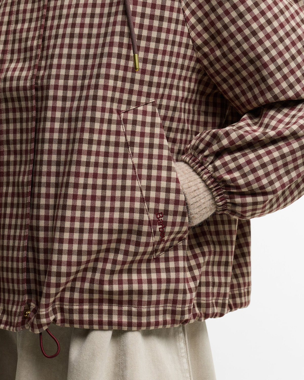 Ws Audrey Showerproof Jacket Cranberry/Brown Gingham