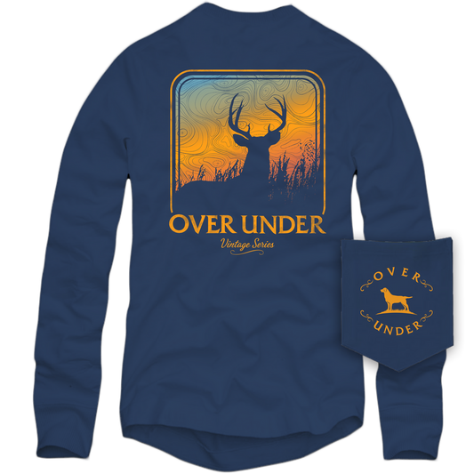 Vintage Topo Deer LS T-Shirt Midnight