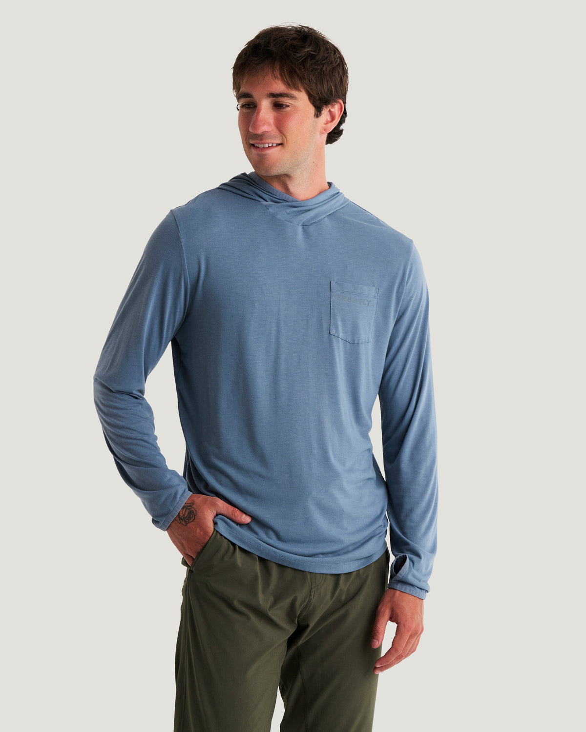 Bamboo Lightweight Hoodie Pacific Blue