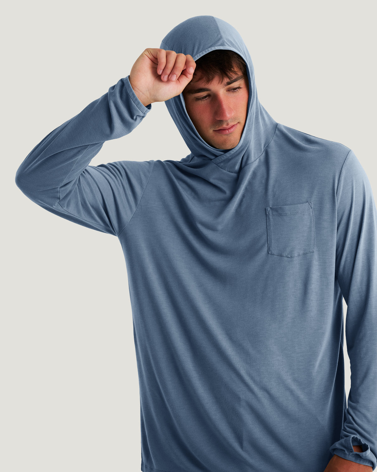 Bamboo Lightweight Hoodie Pacific Blue