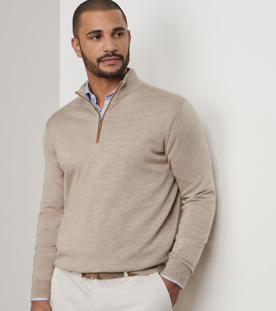 Autumn Crest Suede Trim 1/4 Zip Pullover Light Elm