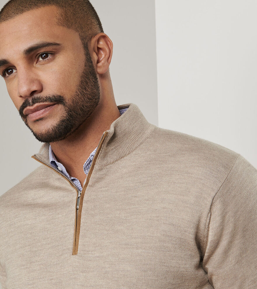 Autumn Crest Suede Trim 1/4 Zip Pullover Light Elm