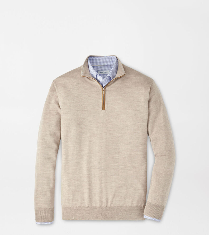 Autumn Crest Suede Trim 1/4 Zip Pullover Light Elm