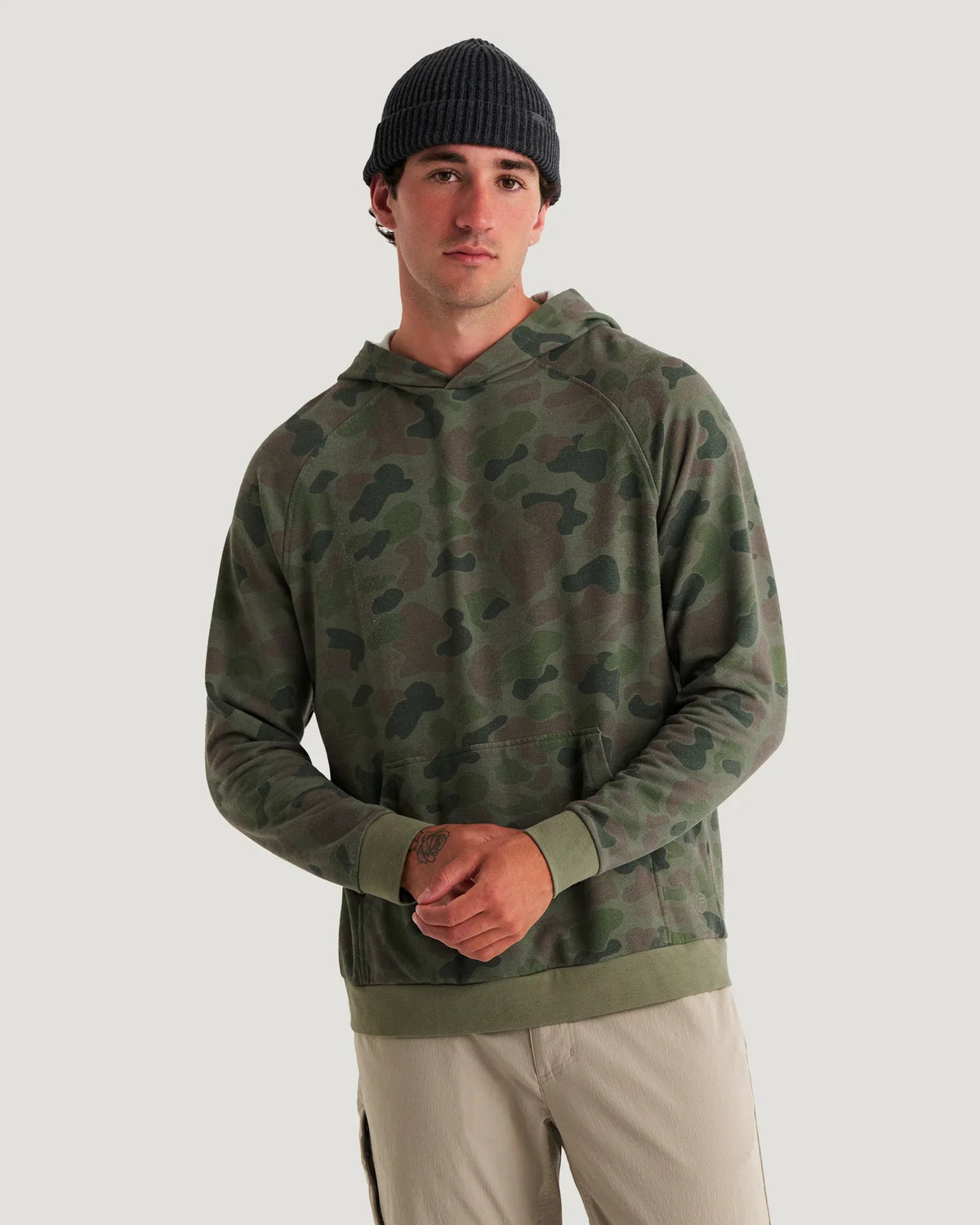 Bamboo Lightweight Fleece Hoodie Vtg Camo Oil Grn