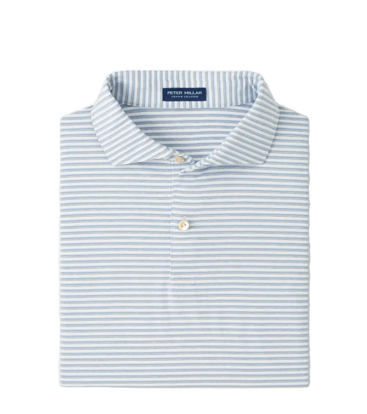 Echo Stripe Performance Polo White / Gale Grey