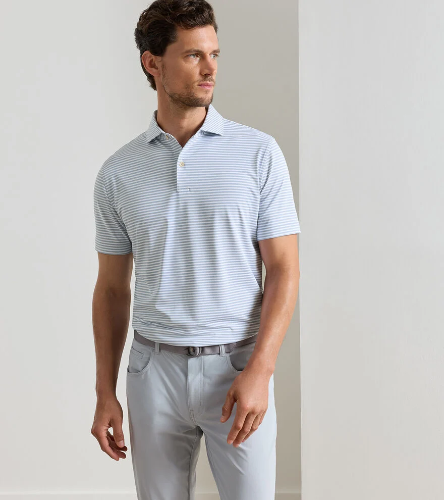 Echo Stripe Performance Polo White / Gale Grey