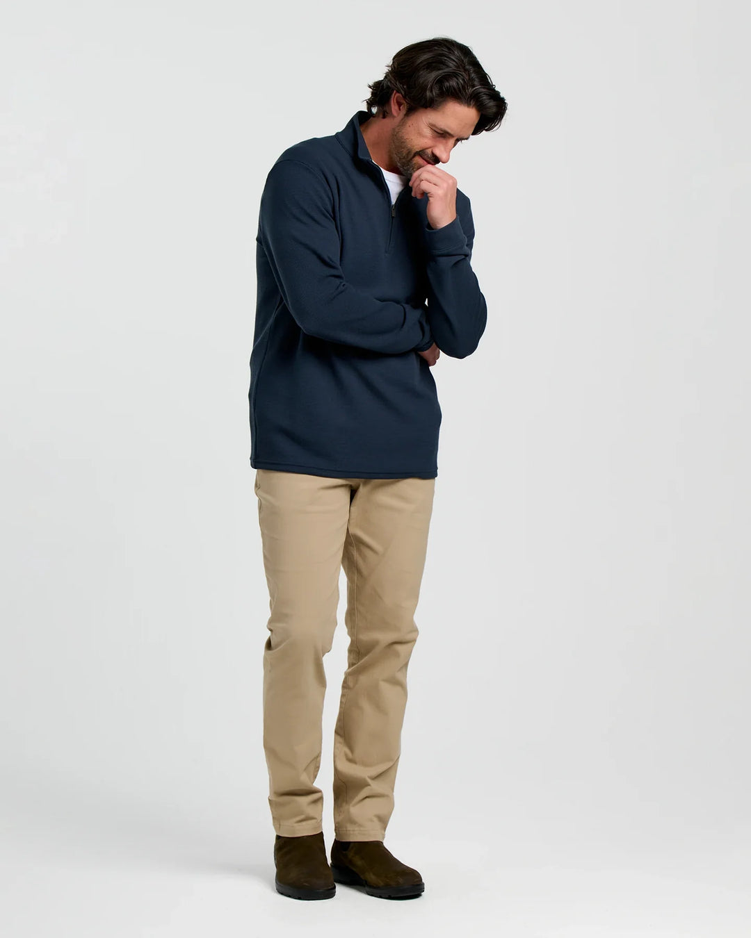 Waffle 1/4 Zip Deep Navy