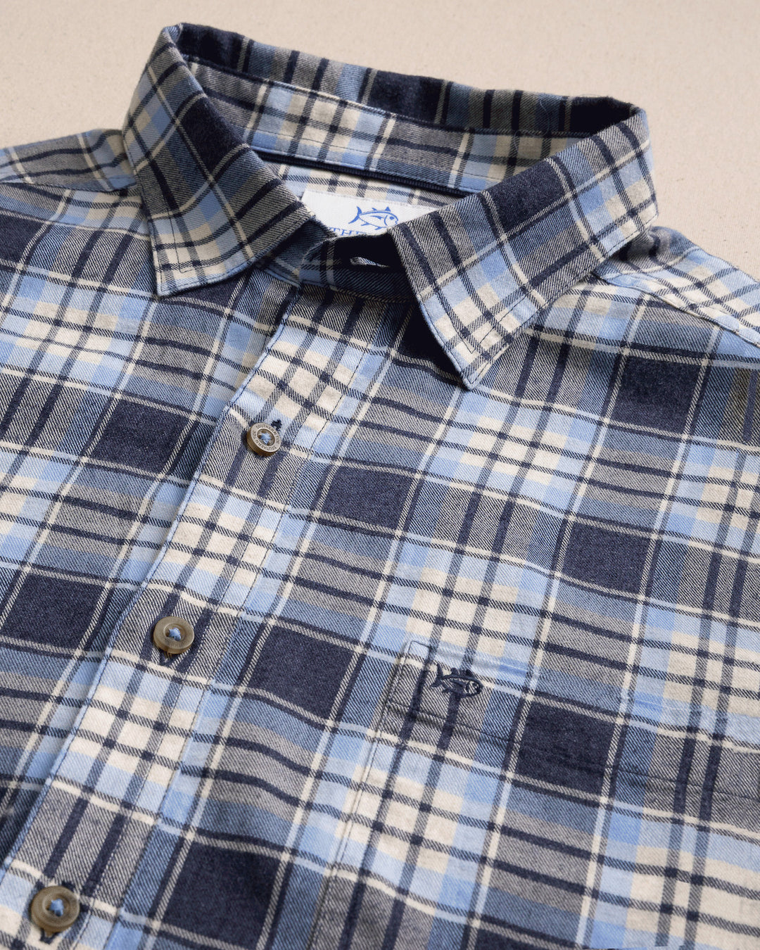 Ashborough Plaid Brushed Twill Shirt Dress Blue