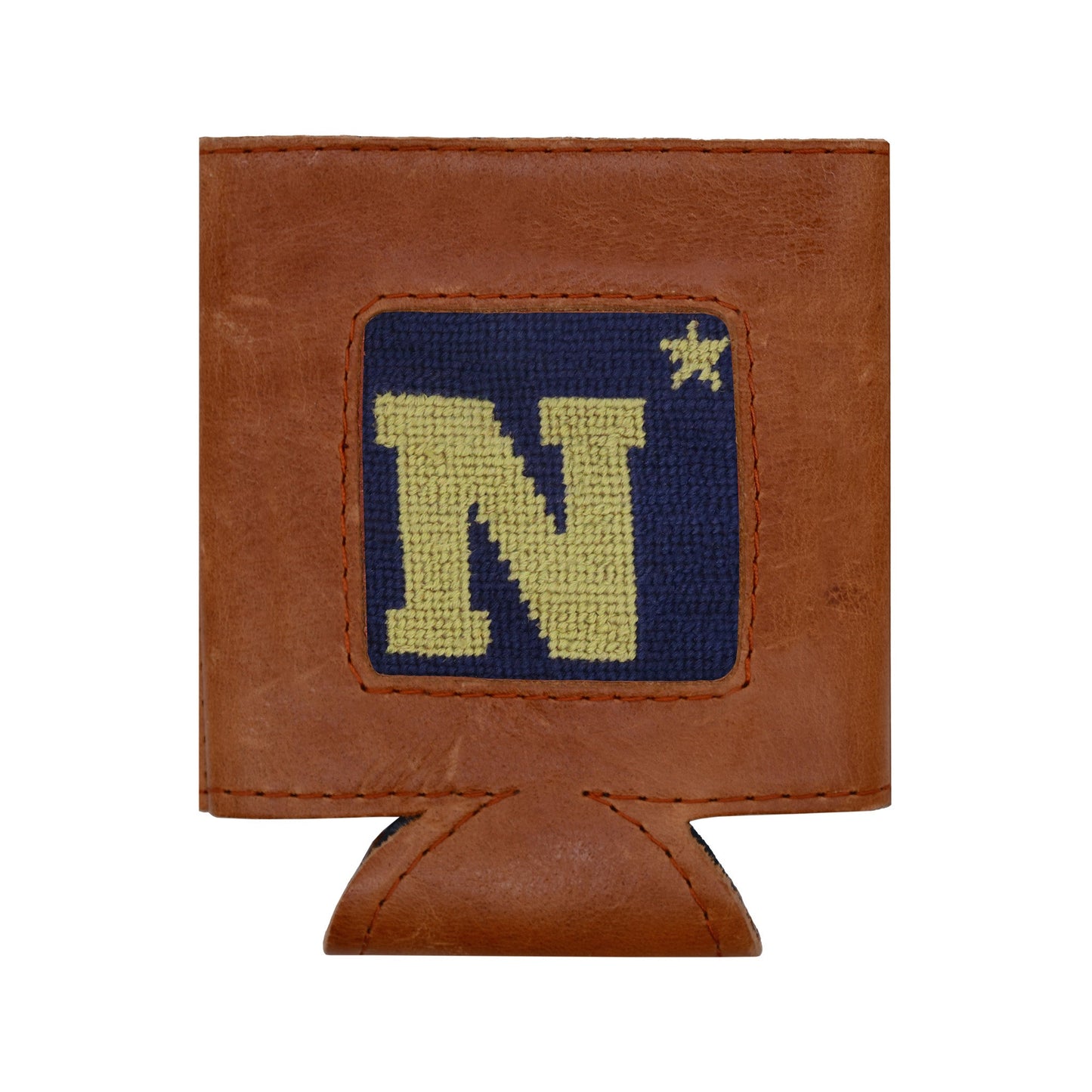 Naval Academy (Dk Navy) Leather Needlepoint Koozie