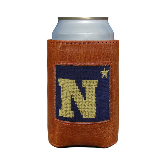 Naval Academy (Dk Navy) Leather Needlepoint Koozie