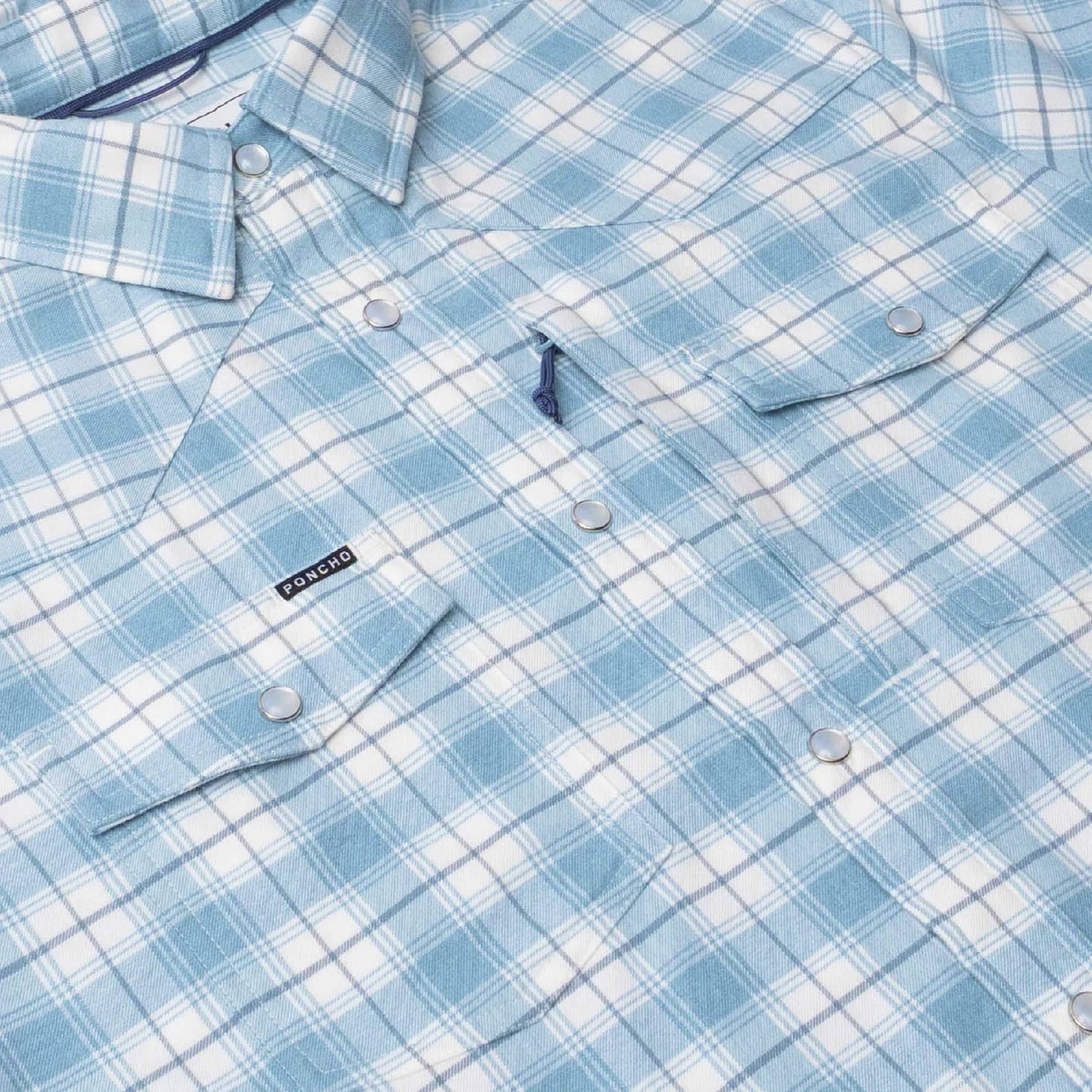 The Cody Western LS Flannel Shirt Slim Fit White/Blue
