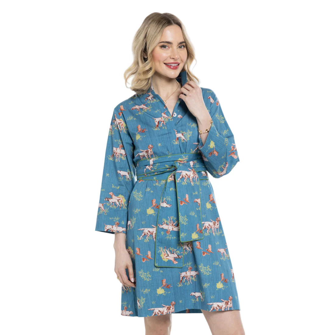 Ws Arden Dress Dogs on the Hunt Blue