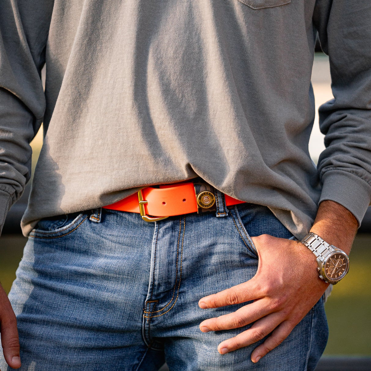 Waterproof Single Shot Belt (Blaze Orange w/ Camo)