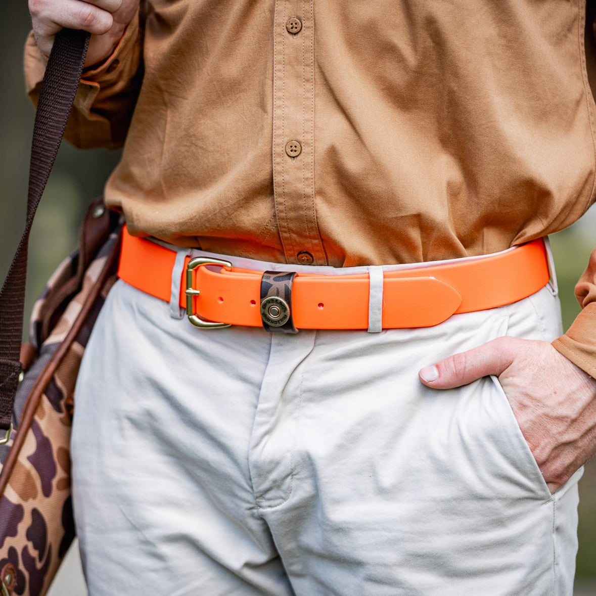 Waterproof Single Shot Belt (Blaze Orange w/ Camo)