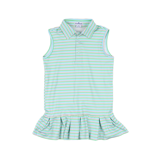 Youth Girls Performance Polo Dress Sherbert Stripe