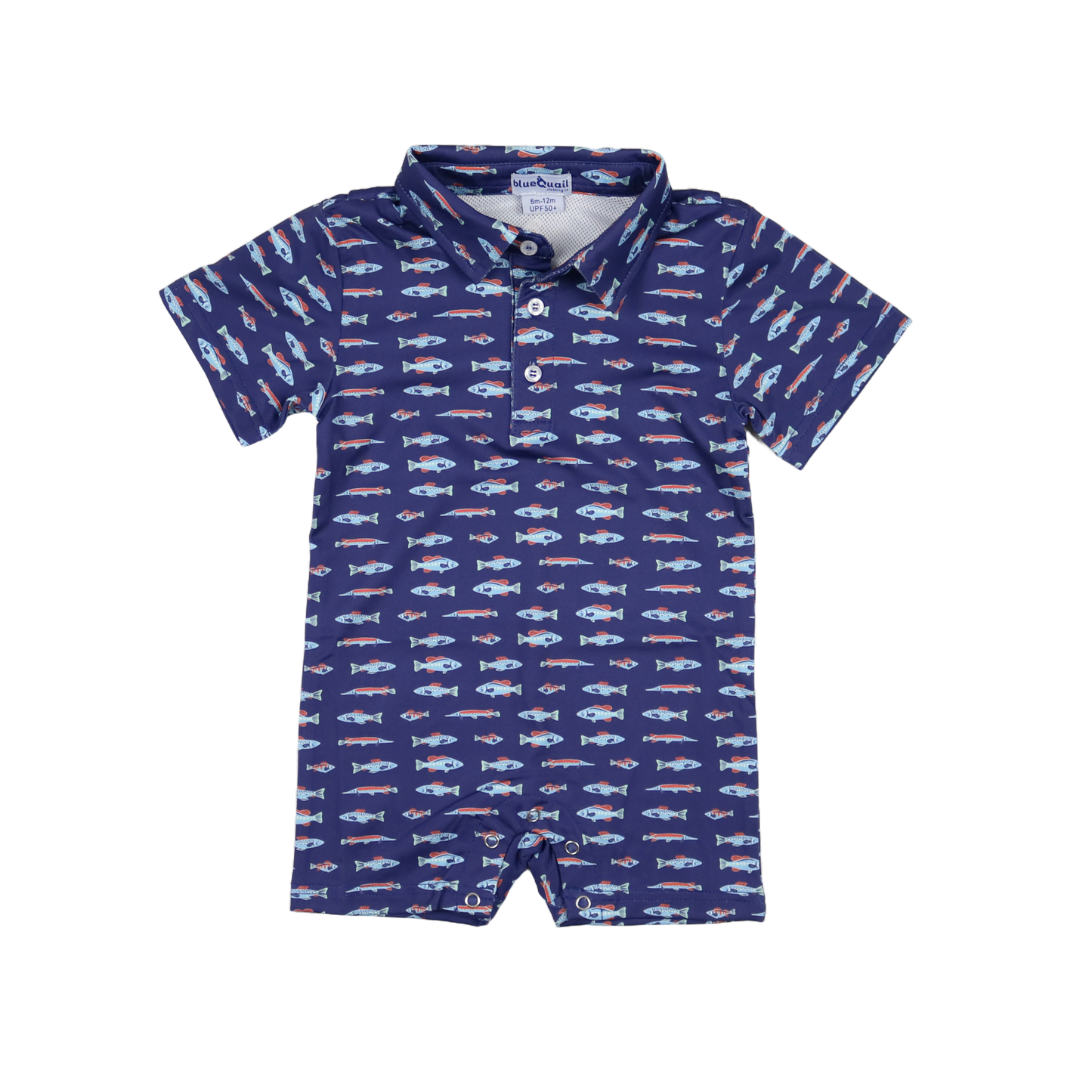Infant Performance Polo Romper Freshwater