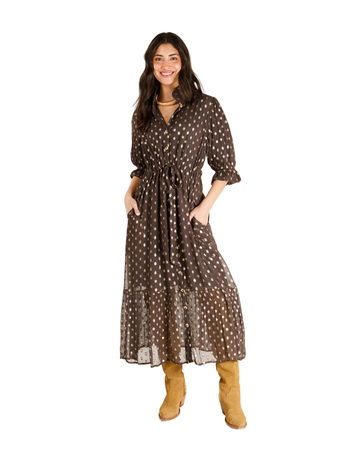 Ws Catherine Dress Chocolate Brown Lurex