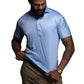 Semi-Spread Collar Polo Blue Houndstooth