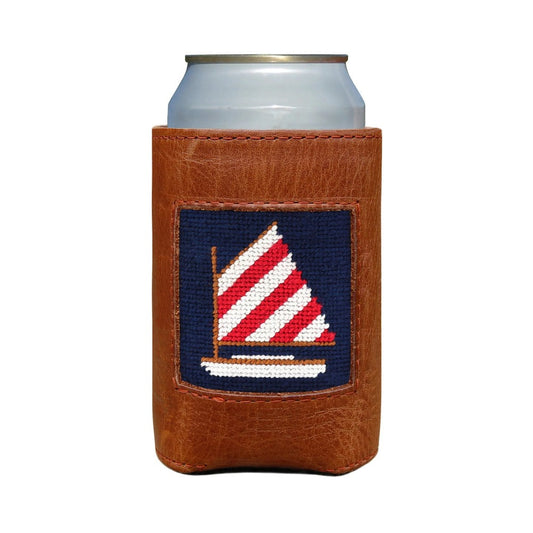 Rainbow Fleet (Dk Navy) Needlepoint Leather Koozie