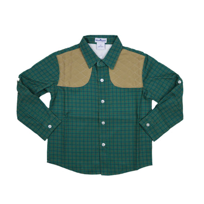 Youth Ranch Collection Tattersall LS Shirt Green