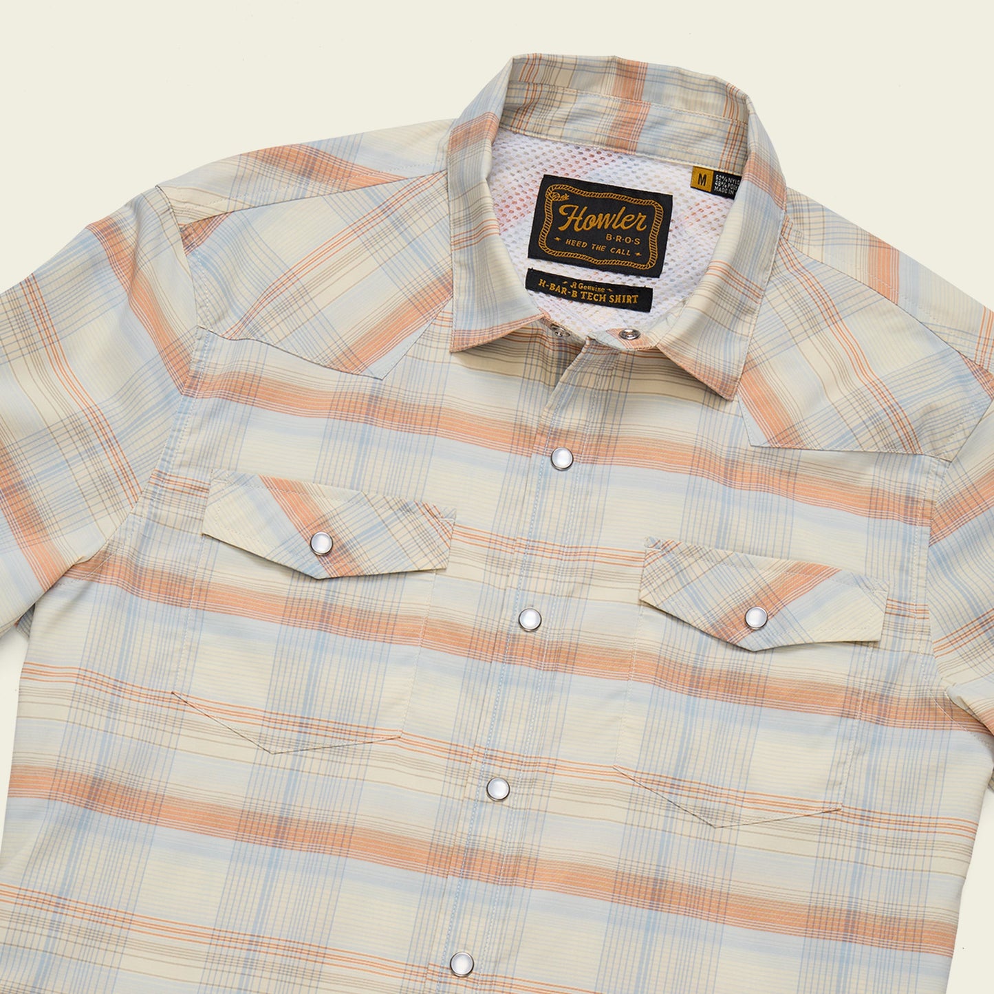 H Bar B Tech LS Shirt Cameron Plaid Cream