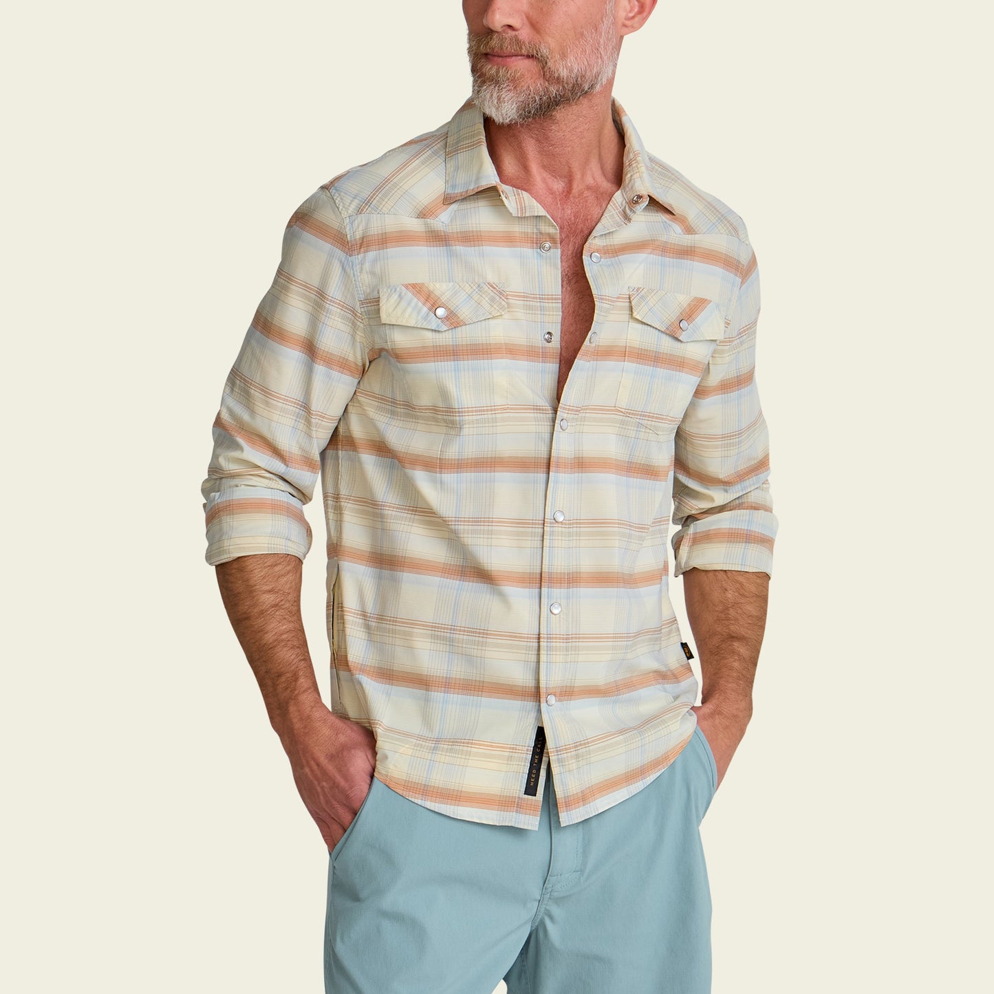 H Bar B Tech LS Shirt Cameron Plaid Cream
