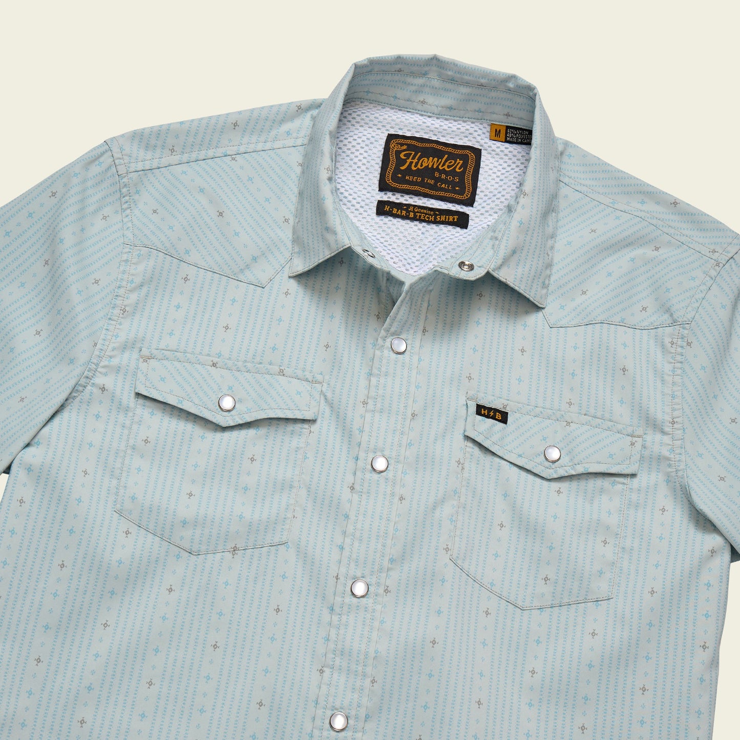 H Bar B Tech LS Shirt Supernova Stripe Ash Blue