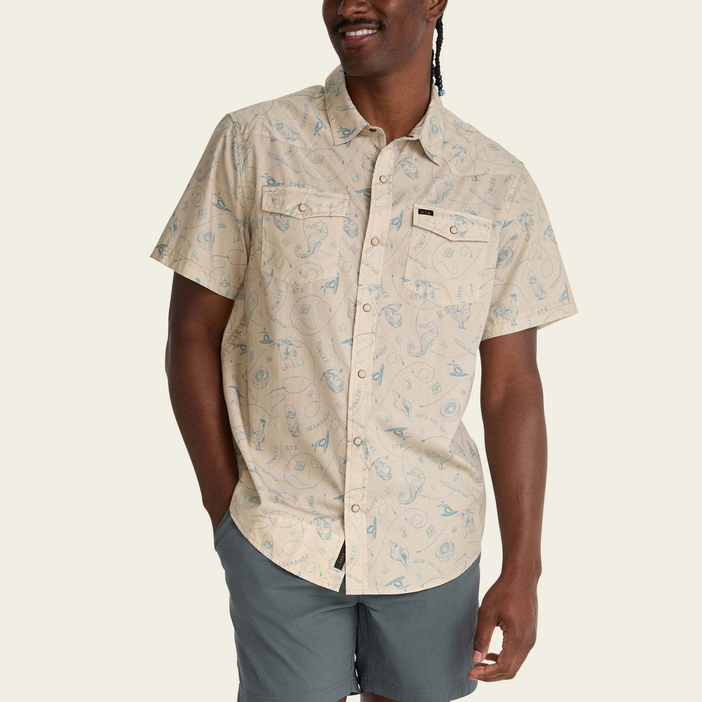 H Bar B Snapshirt Sea Rodeo Sand