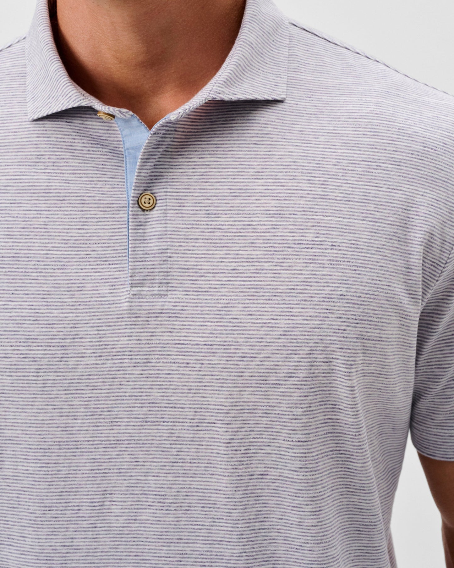 Thatcher Stripe Slub Polo Bluestone