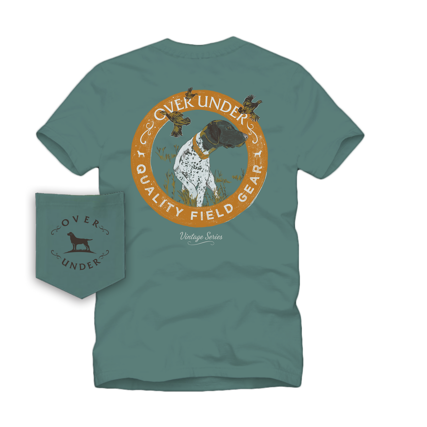 Vintage Pointer And Quail SS T-Shirt Blue Spruce