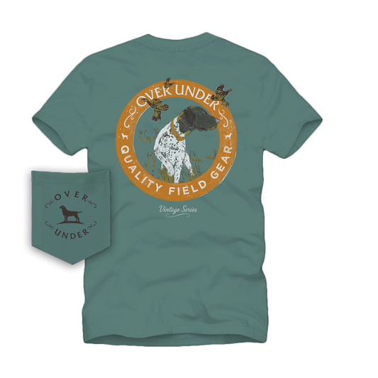 Vintage Pointer And Quail SS T-Shirt Blue Spruce