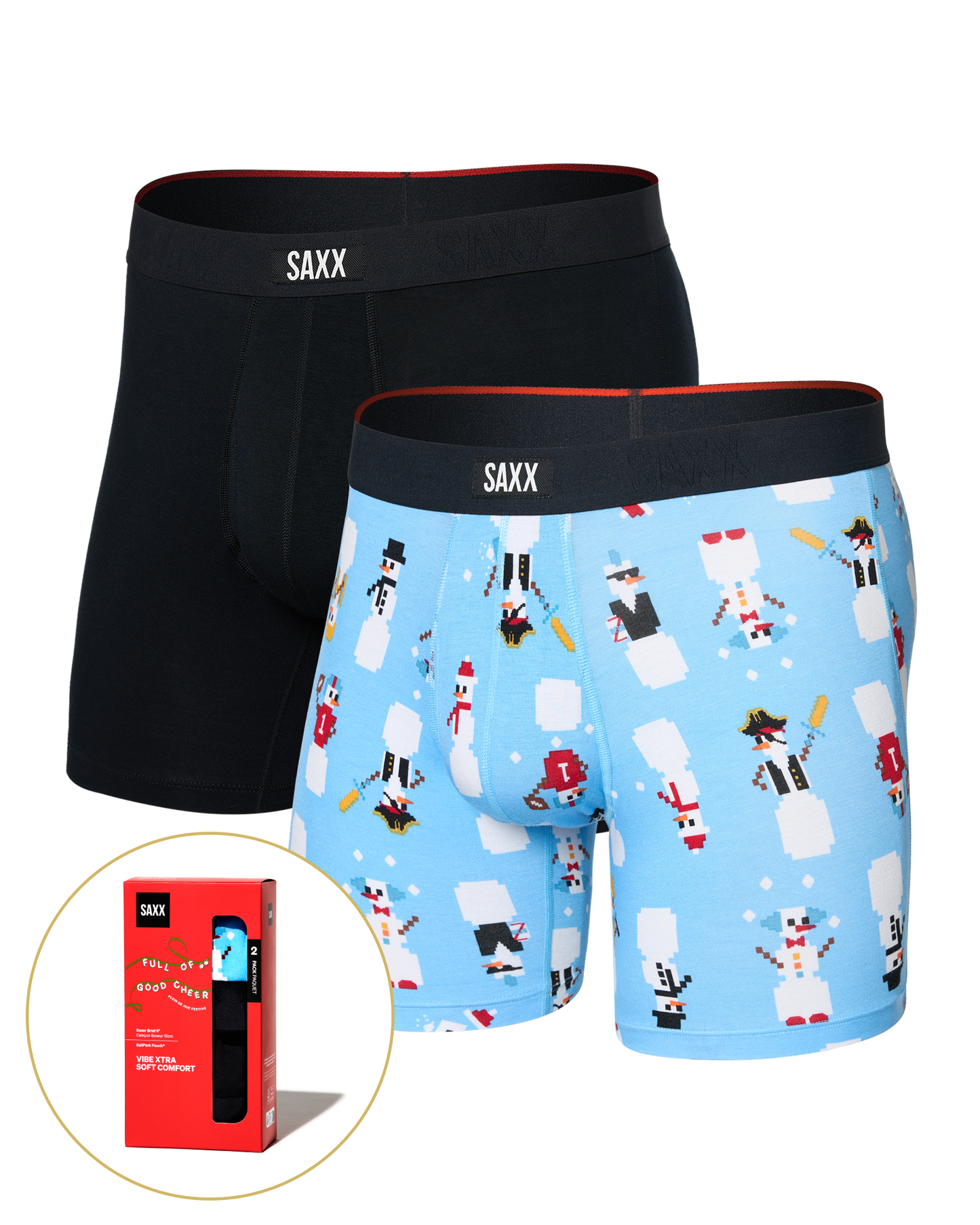 Vibe Xtra Boxer Brief 2Pk Frosty The Gamer/Black