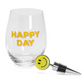 Happy Day Stemless Wine Glass And Bottle Stopper - Beau Outfitters