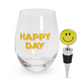 Happy Day Stemless Wine Glass And Bottle Stopper - Beau Outfitters